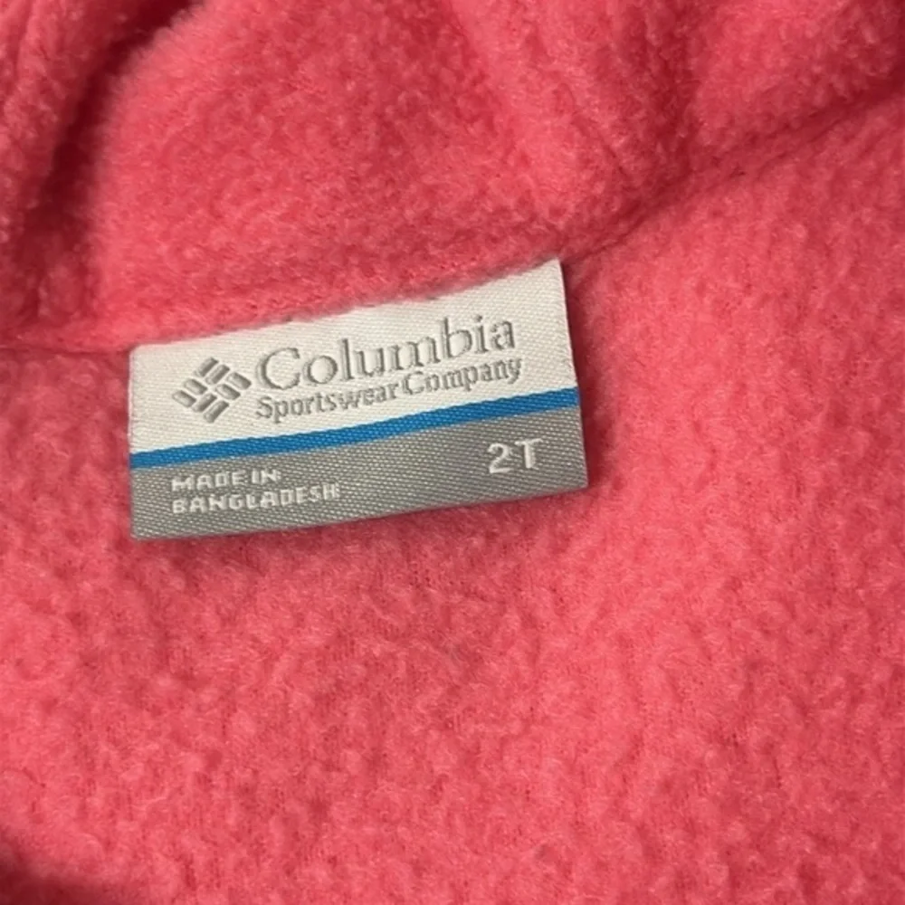 Columbia Steens overlay hooded pink fleece zip‎ up toddler 2T jacket